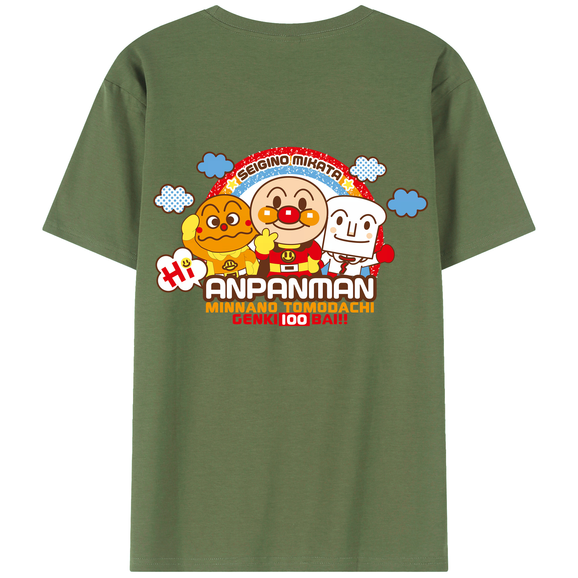 （画像用） アンパンマン Anpanman 綿100％ メンズ半袖Tシャツ（バックプリント） 通気性